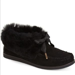 Tory Burch Aberdeen suede shearling fur slippers 7